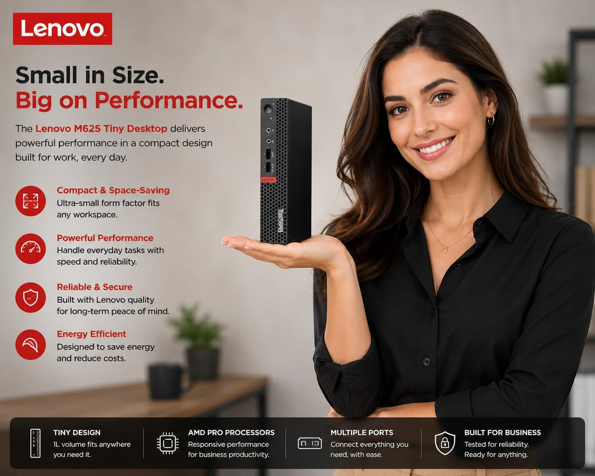 Customized Lenovo Mini Desktop Computer, AMD Processor & Graphics, 16GB DDR4 RAM, 256GB/512GB/1TB SSD, Windows 11 Pro, Wi-Fi, Bluetooth, 2X DisplayPort, Keyboard & Mouse, for Daily Work