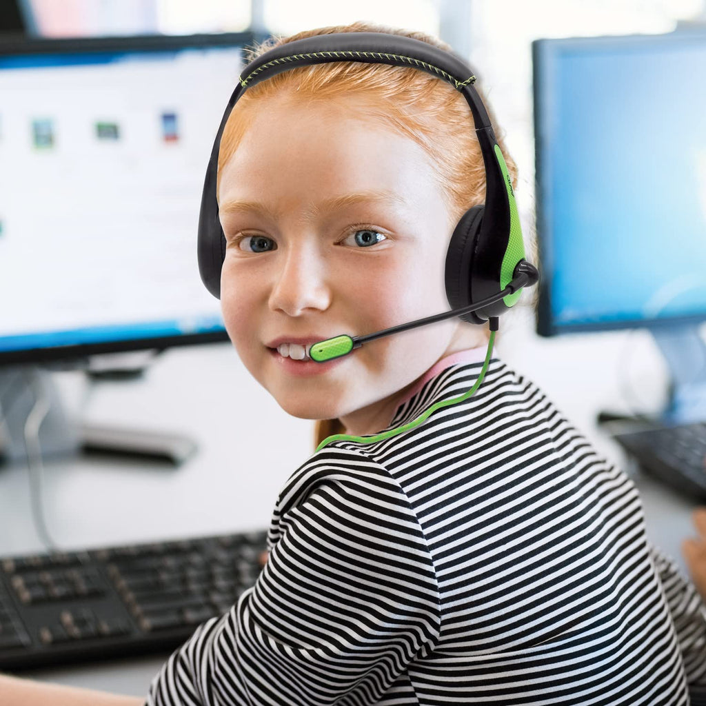 Avid Products AE-36 Headset in Green with Adjustable Boom Microphone for School, Classroom, Education, Testing and Assessment (100 Pack)