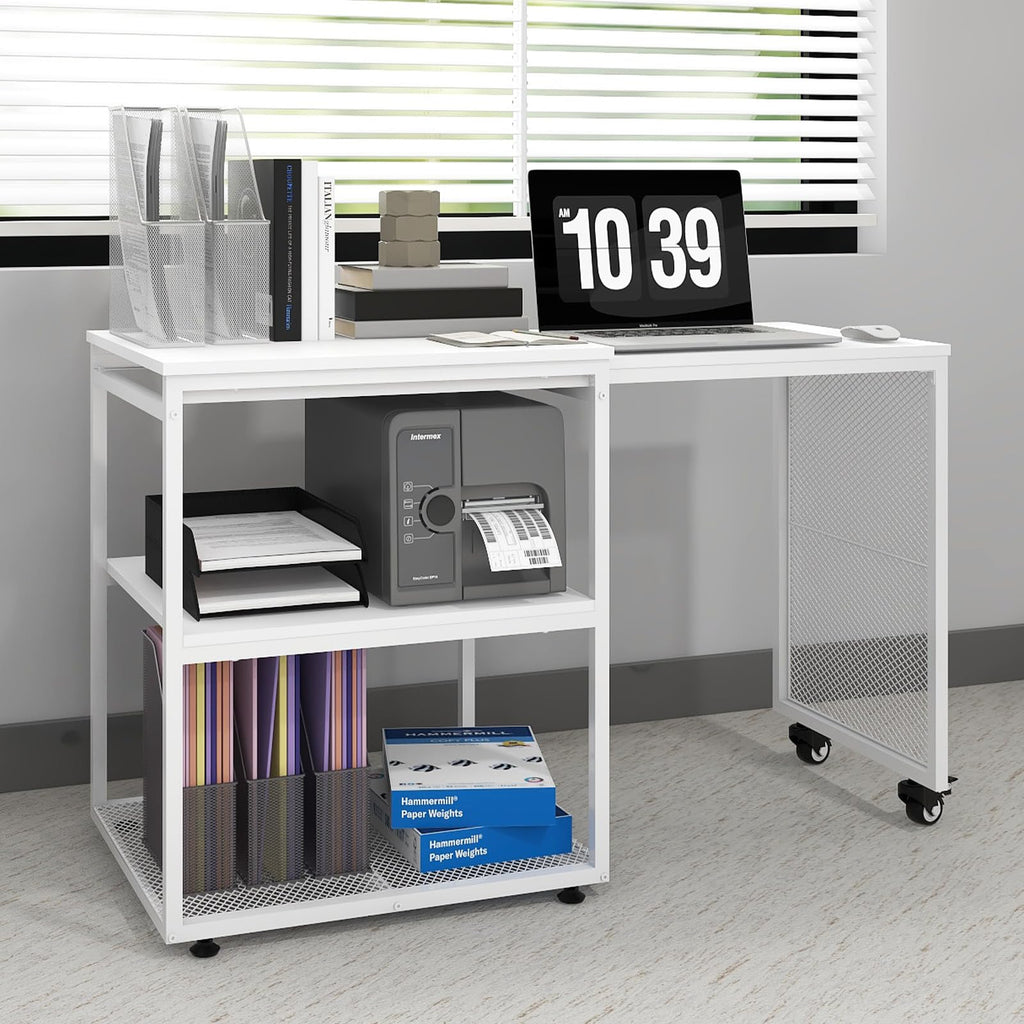 Natwind 24''x20'' Large Printer Stand,Extendable Home Craft Table,Retro