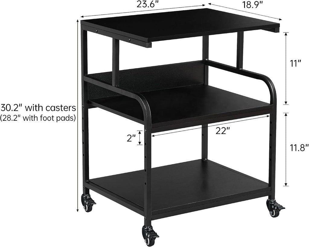 Fannova 23.6"x18.9"x30" Large Printer Stand with Adjustable Storage Shelf
