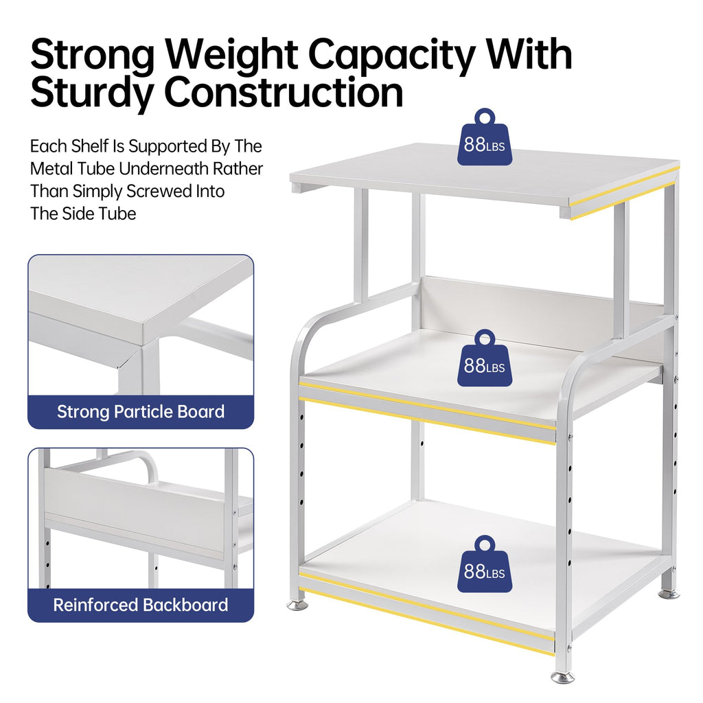 Fannova 3 Tier Gray Printer Stand with Height Adjustable Storage Shelf