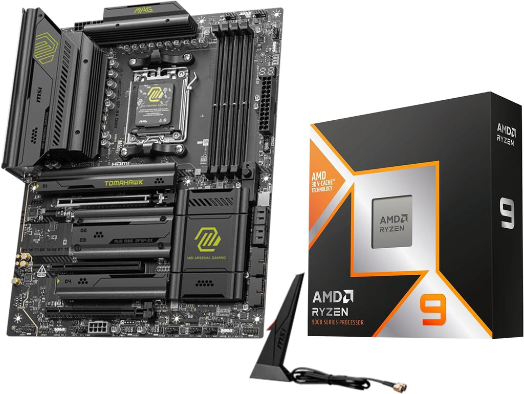 Micro Center AMD 9950X3D Processor with MSI MAG X870E Tomahawk Motherboard