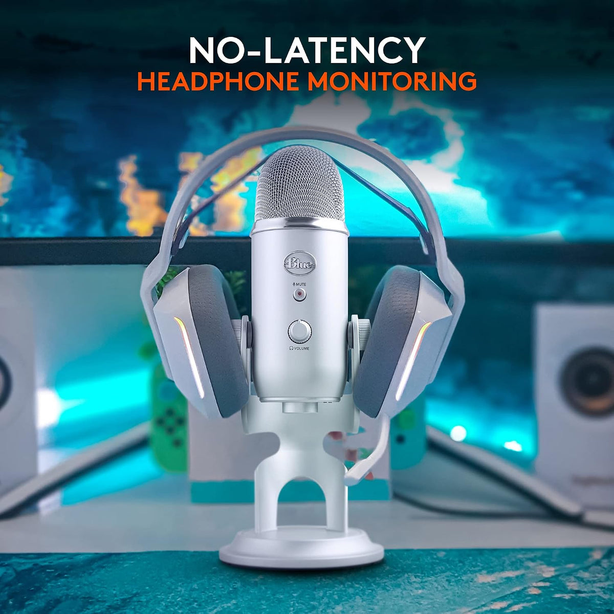 Logitech Creators Blue Yeti USB Microphone for PC, Mac, Gaming, Recording, Streaming, Podcasting, Studio and Computer Condenser Mic with Blue VO!CE Effects, 4 Pickup Patterns, Plug and Play - Silver