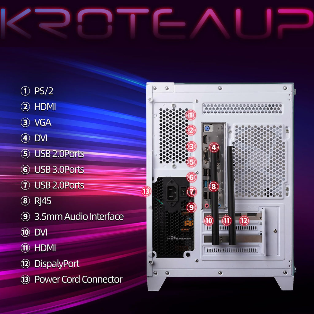 Gaming PC Desktop Computer, Intel Core I7, GTX 1050 Ti 4GB,16G RAM,512G SSD