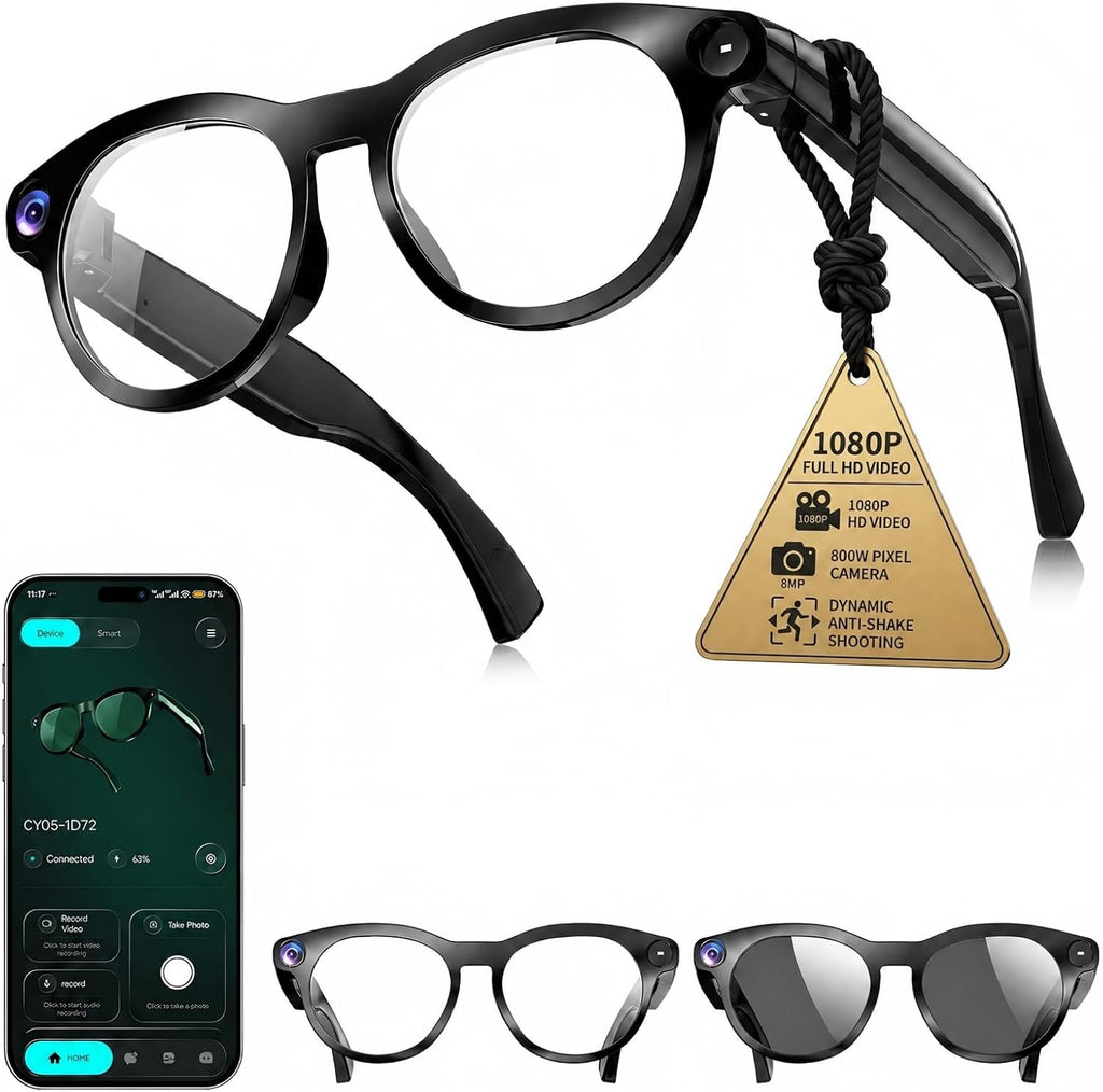 Smart Glasses with Camera,8MP 1080P Video Camera for Men Women