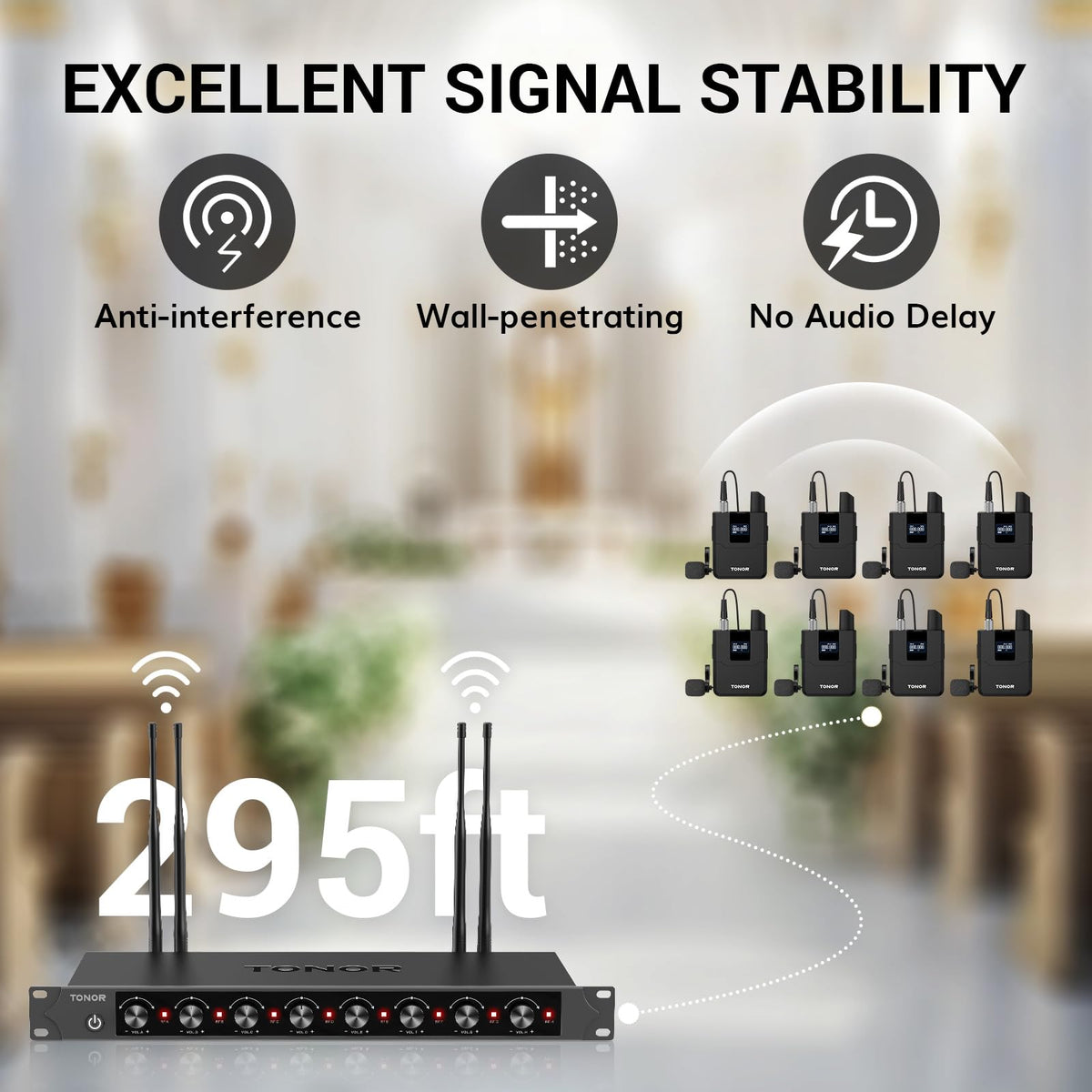 TONOR Wireless Microphone System, Handheld Mic Set with Headset/Lapel Mics