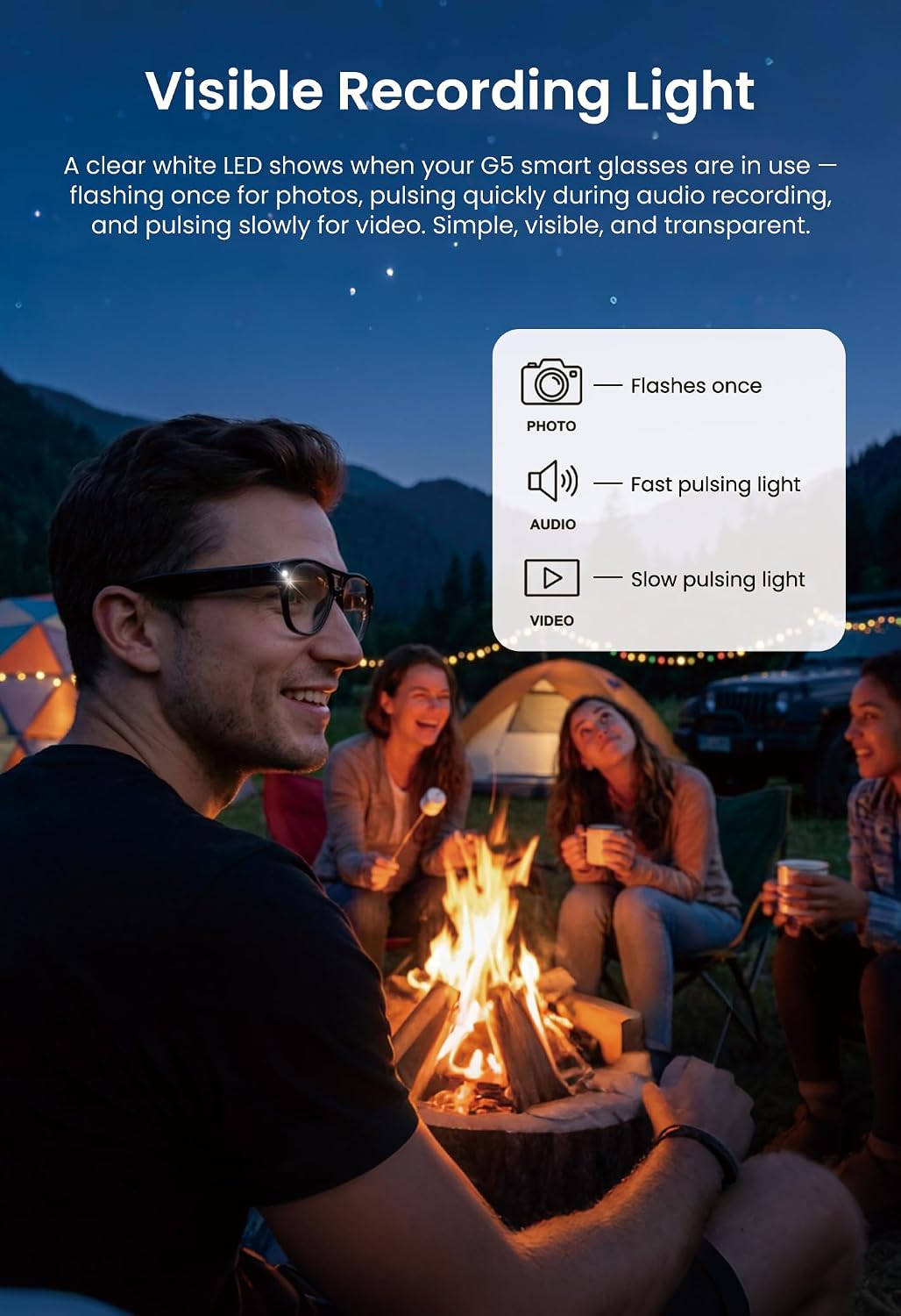 G5 AI Smart Glasses with Camera, 13MP Recording Glasses for Big Heads - XXL