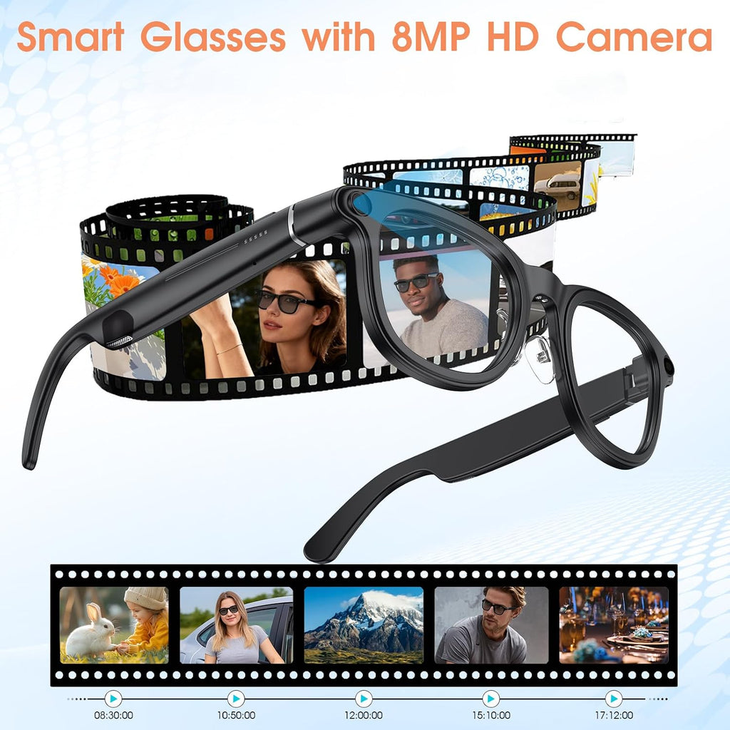 AI Camera Smart Glasses, 4K Video Sunglasses with 3600mAh Charging Case