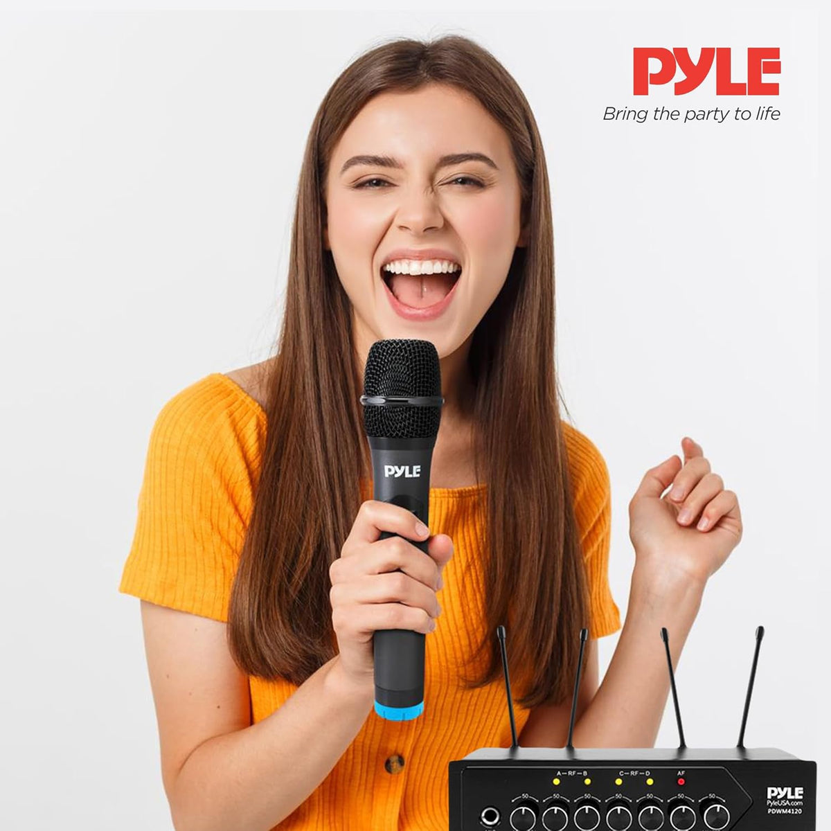 Pyle Wireless Microphones, Professional UHF Dual Microphones for Karaoke, Wireless Dynamic Microphone System Set with Rechargeable Receiver,Plug and Play, Speech, Wedding, Church, PA System