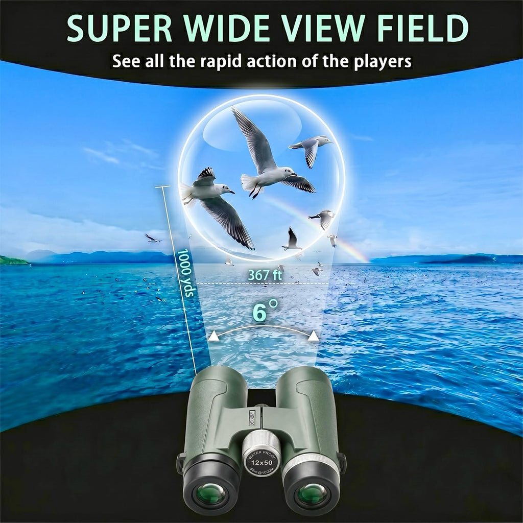 12x50 UHD Binoculars for Adults High Powered Waterproof