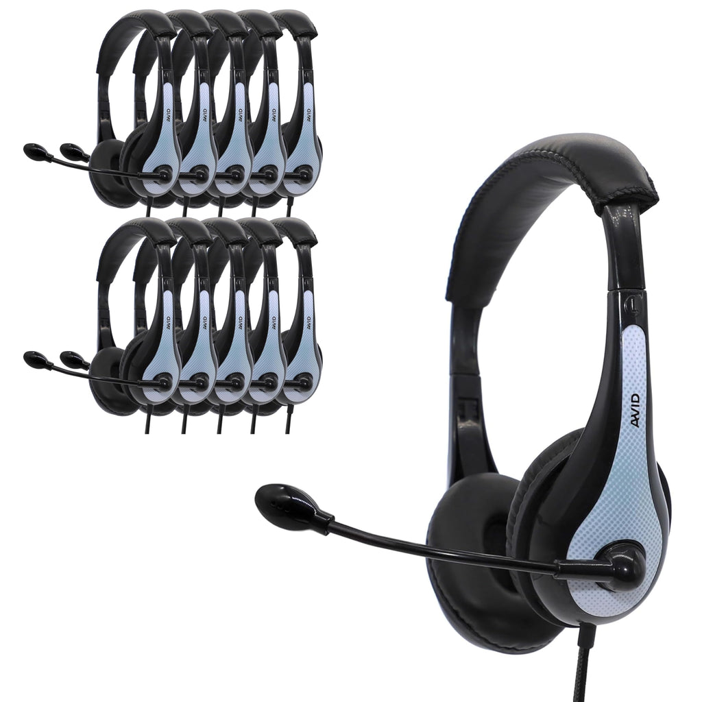 Avid Products AE-36 Headset in Green with Adjustable Boom Microphone for School, Classroom, Education, Testing and Assessment (100 Pack)