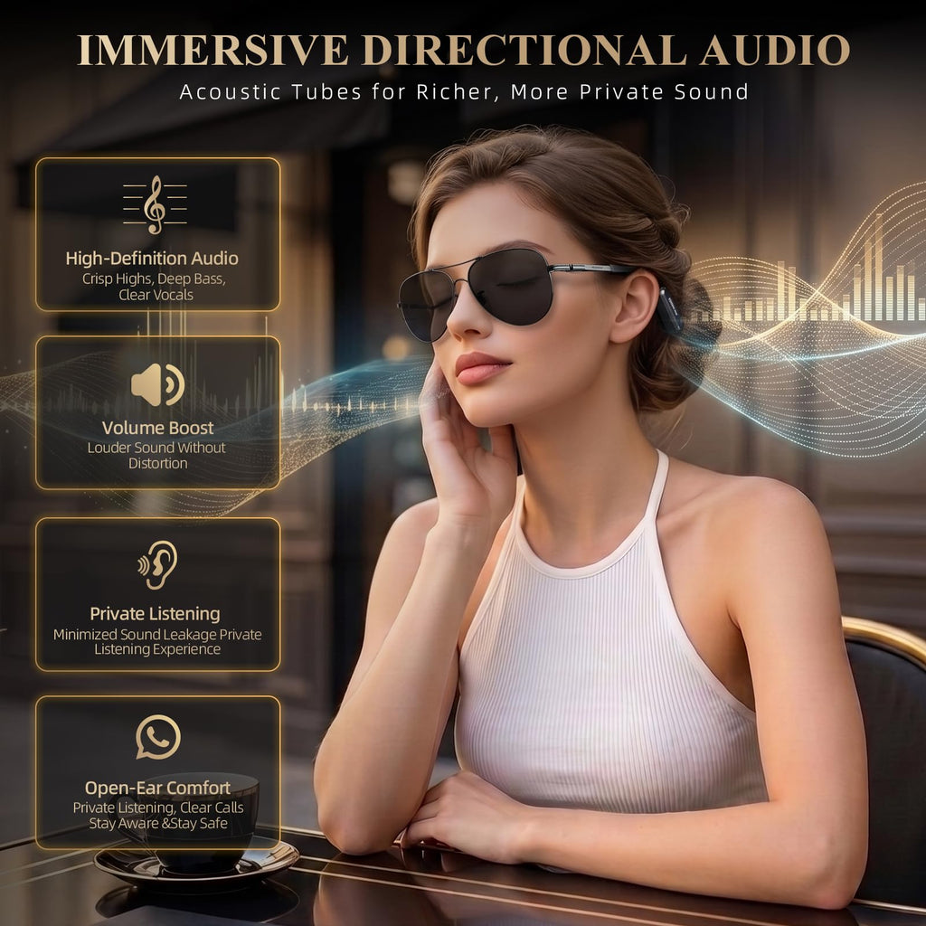 Headwolf AI Smart Glasses with 8MP Camera & Magnetic Privacy Cover