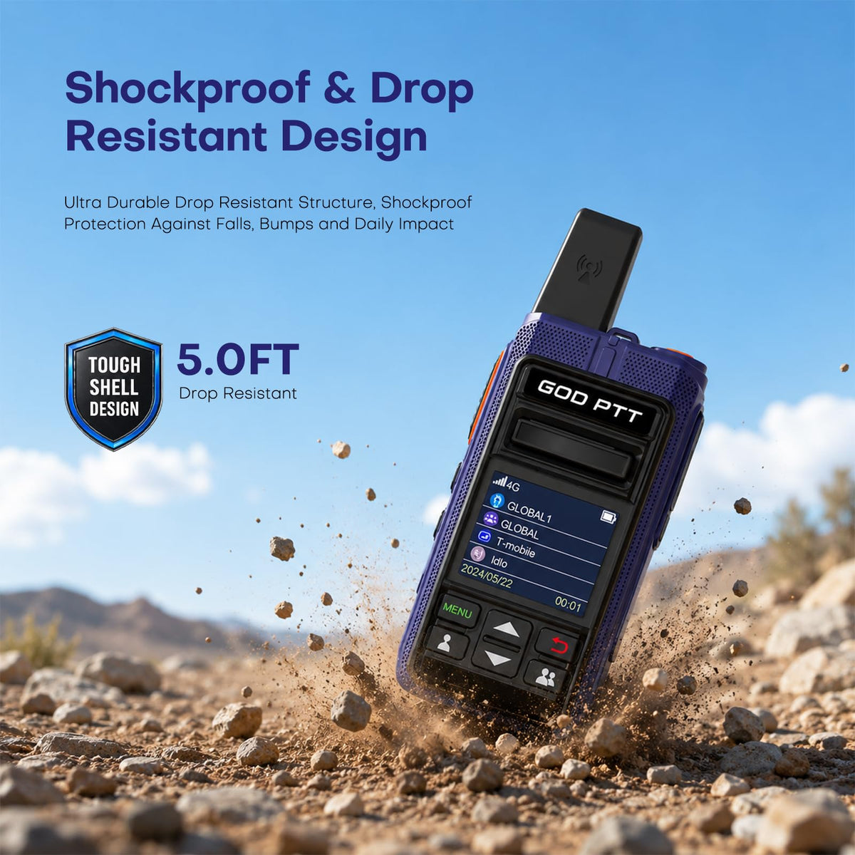 4G LTE PoC Walkie Talkies, Unlimited Range, SIM & Headsets, 2 Pack