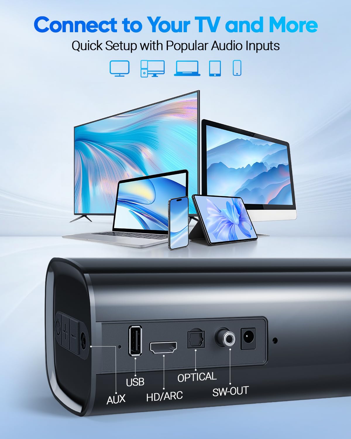 Karaoke Soundbar with Subwoofer for TV and 2 Wireless Microphones