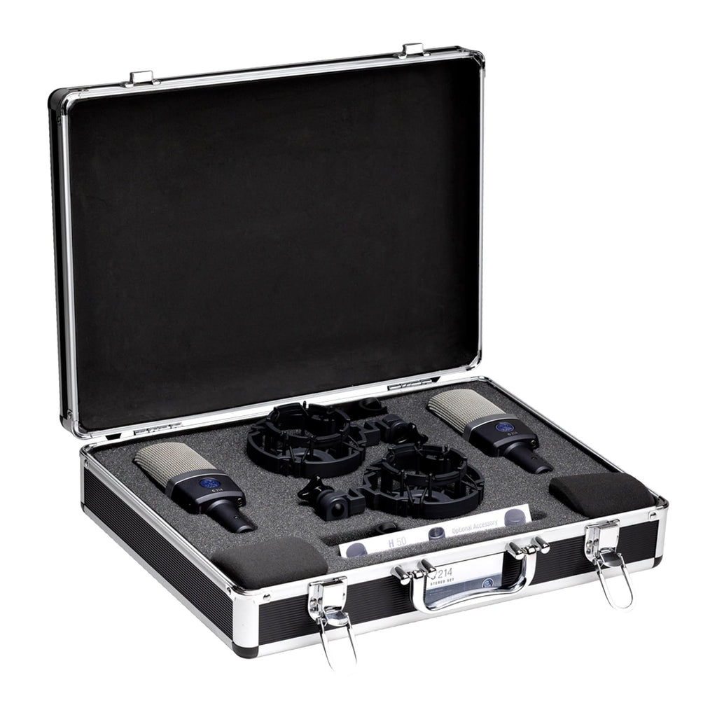 AKG Pro Audio C414XLS Pair Studio Grade Professional Large Diaphragm, Dual Capsule, Multi-Pattern, Vocal & Instrument Condenser Microphone with Aluminum Carrying Case. XLR Connector. Gray with Gold.