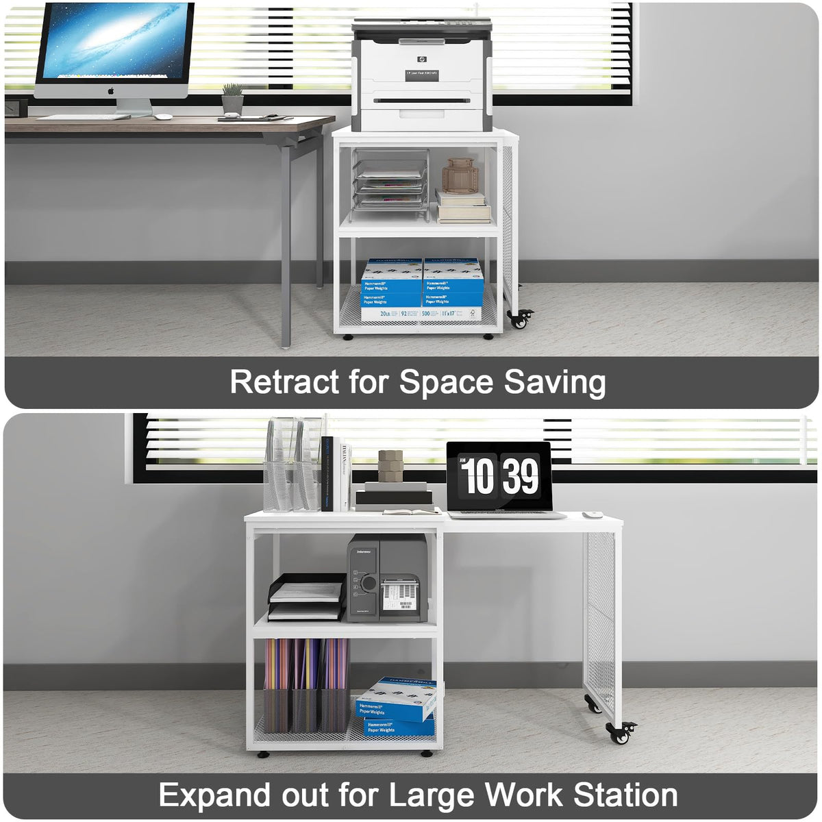 Natwind 24''x20'' Large Printer Stand,Extendable Home Craft Table,Retro
