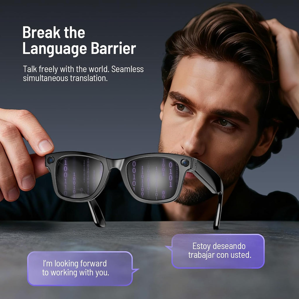 4K AI Smart Glasses with Camera, Bluetooth Call & Photochromic