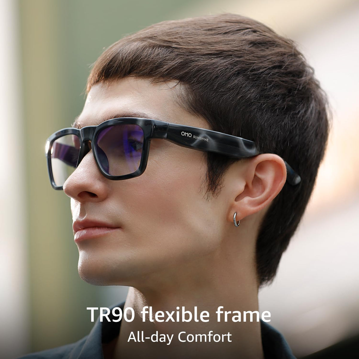 OHO AI Smart Glasses, UV400 Z87+ Audio Open Ear Bluetooth Sunglasses