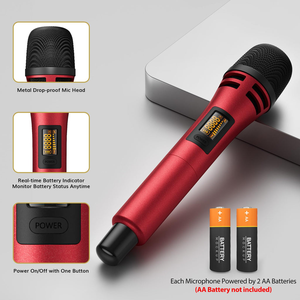 TONOR Wireless Microphone System, Handheld Mic Set with Headset/Lapel Mics