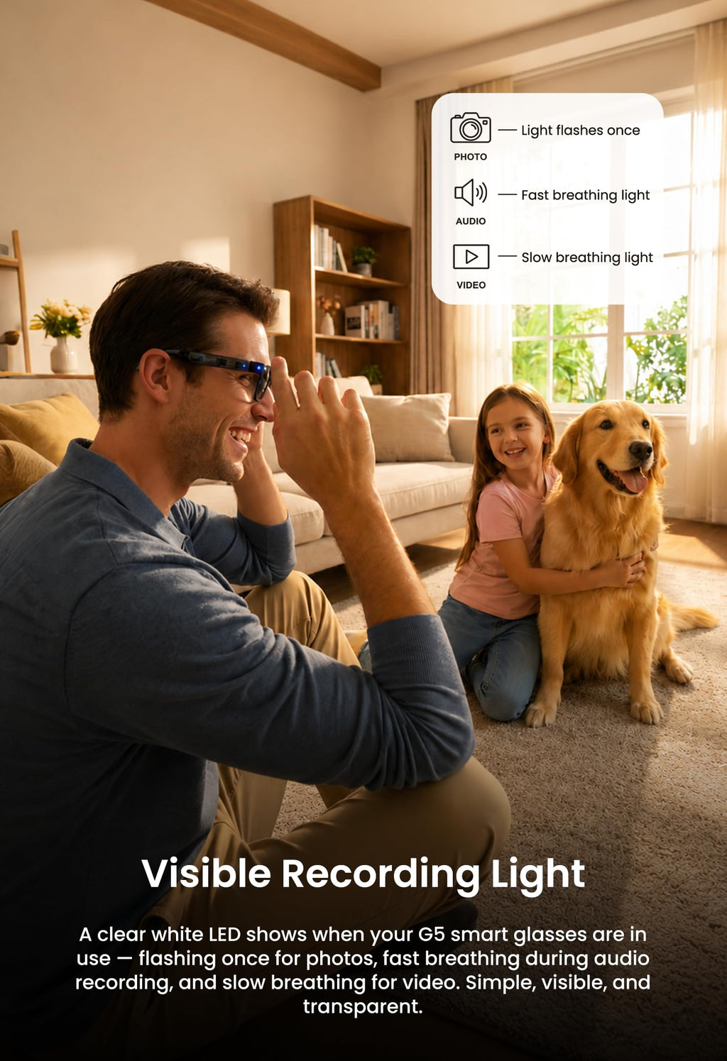 G5 AI Smart Glasses with Camera, 13MP Recording Glasses for Big Heads - XXL