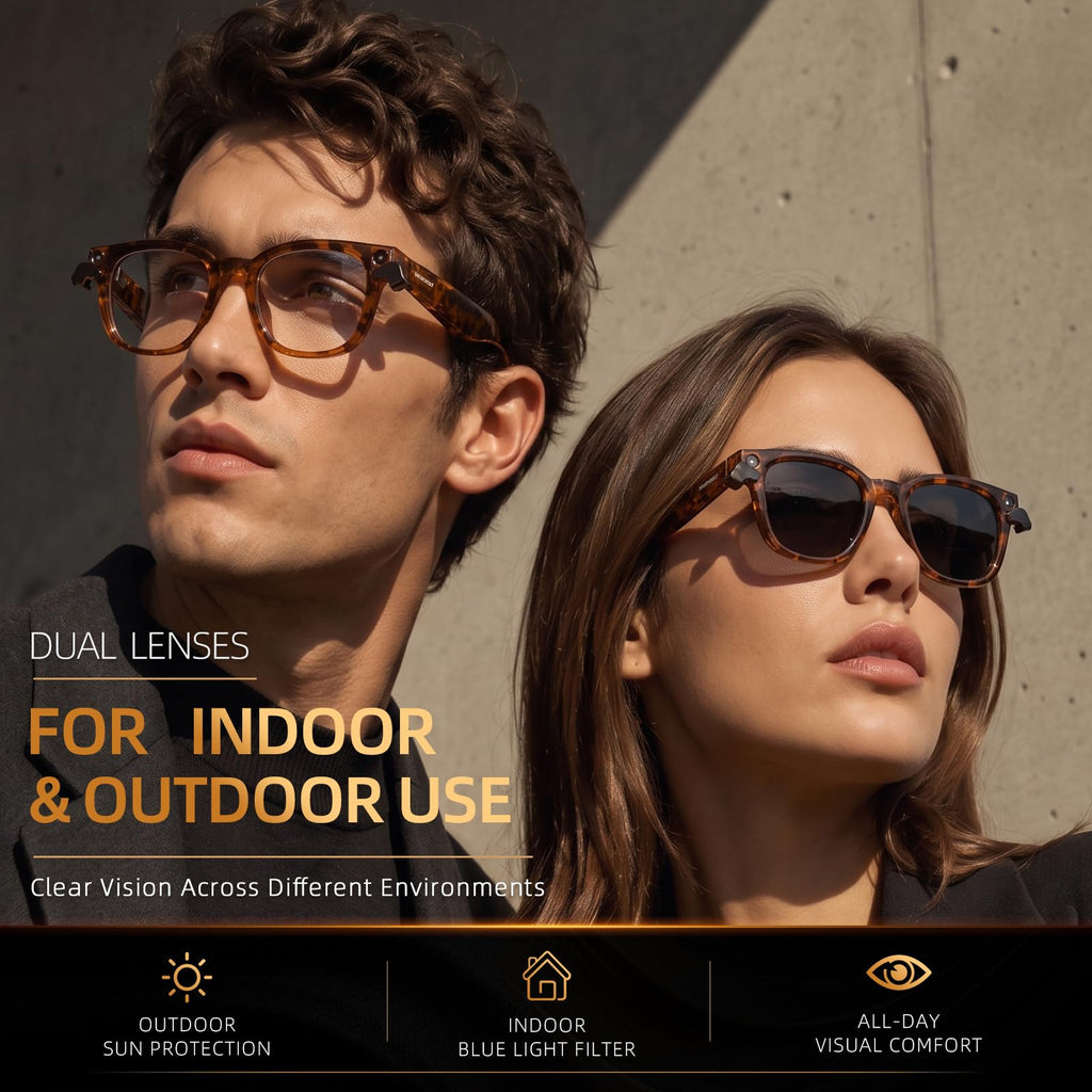 Headwolf AI Smart Glasses with 8MP Camera & Magnetic Privacy Cover