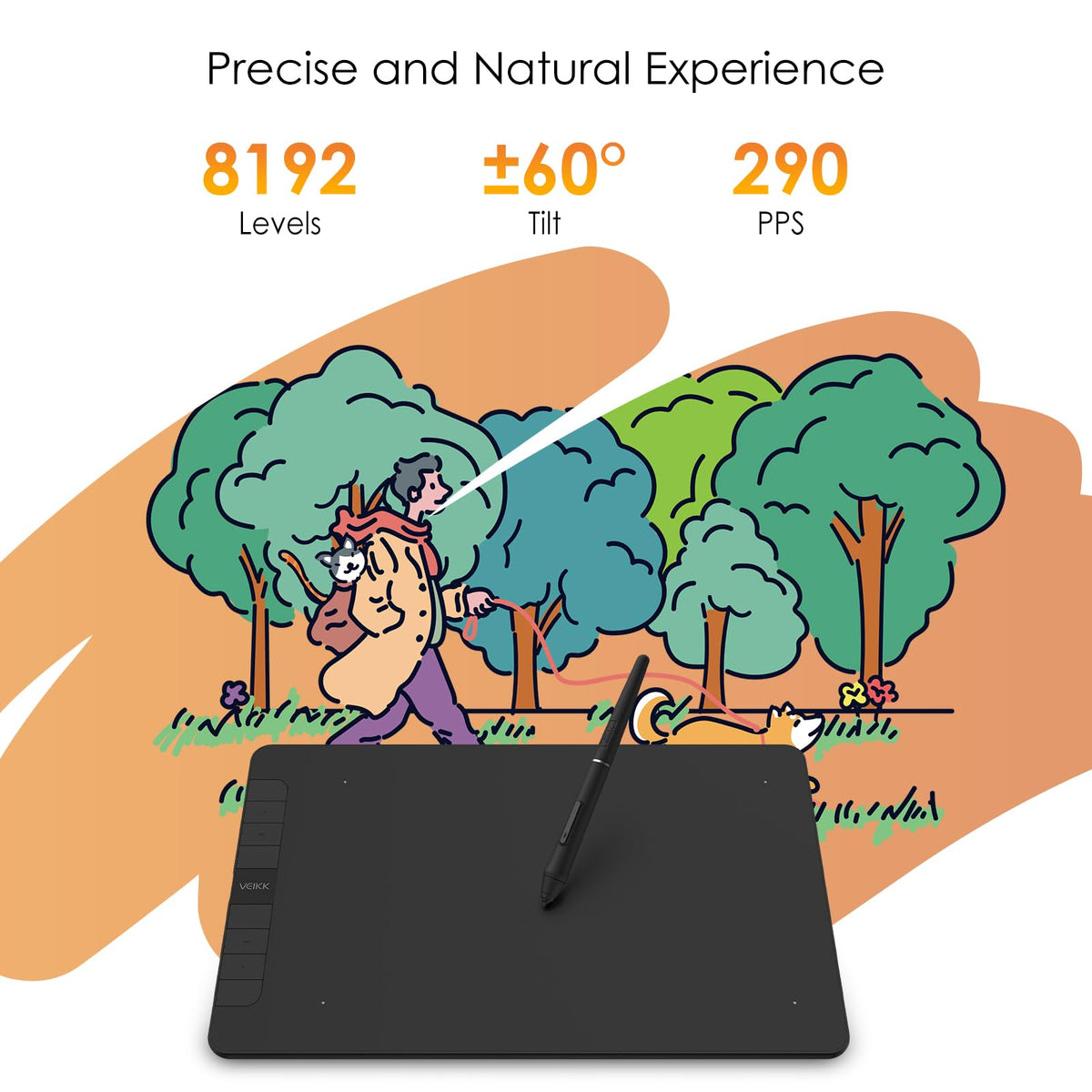 VEIKK Drawing Tablet Voila L 10X6 inch,Upgrade 16384 Levels Pen Pressure