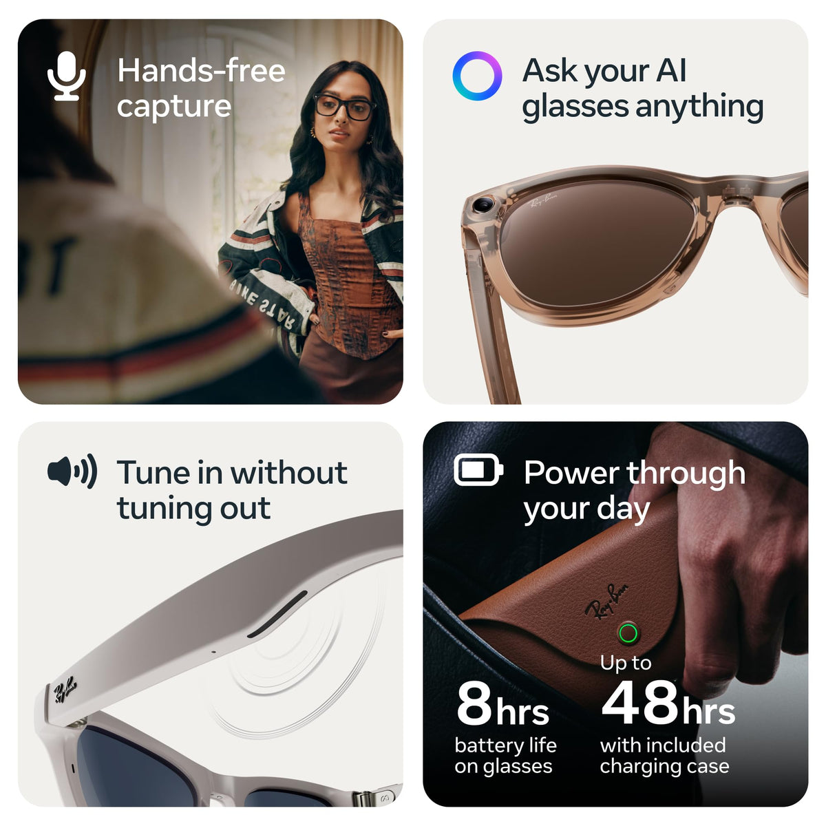 Meta Ray-Ban (Gen 2) Wayfarer Large Smart AI Glasses, Green Lenses