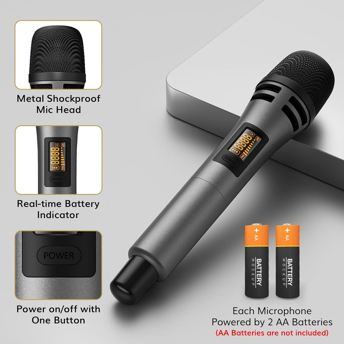 TONOR Wireless Microphone System, Handheld Mic Set with Headset/Lapel Mics