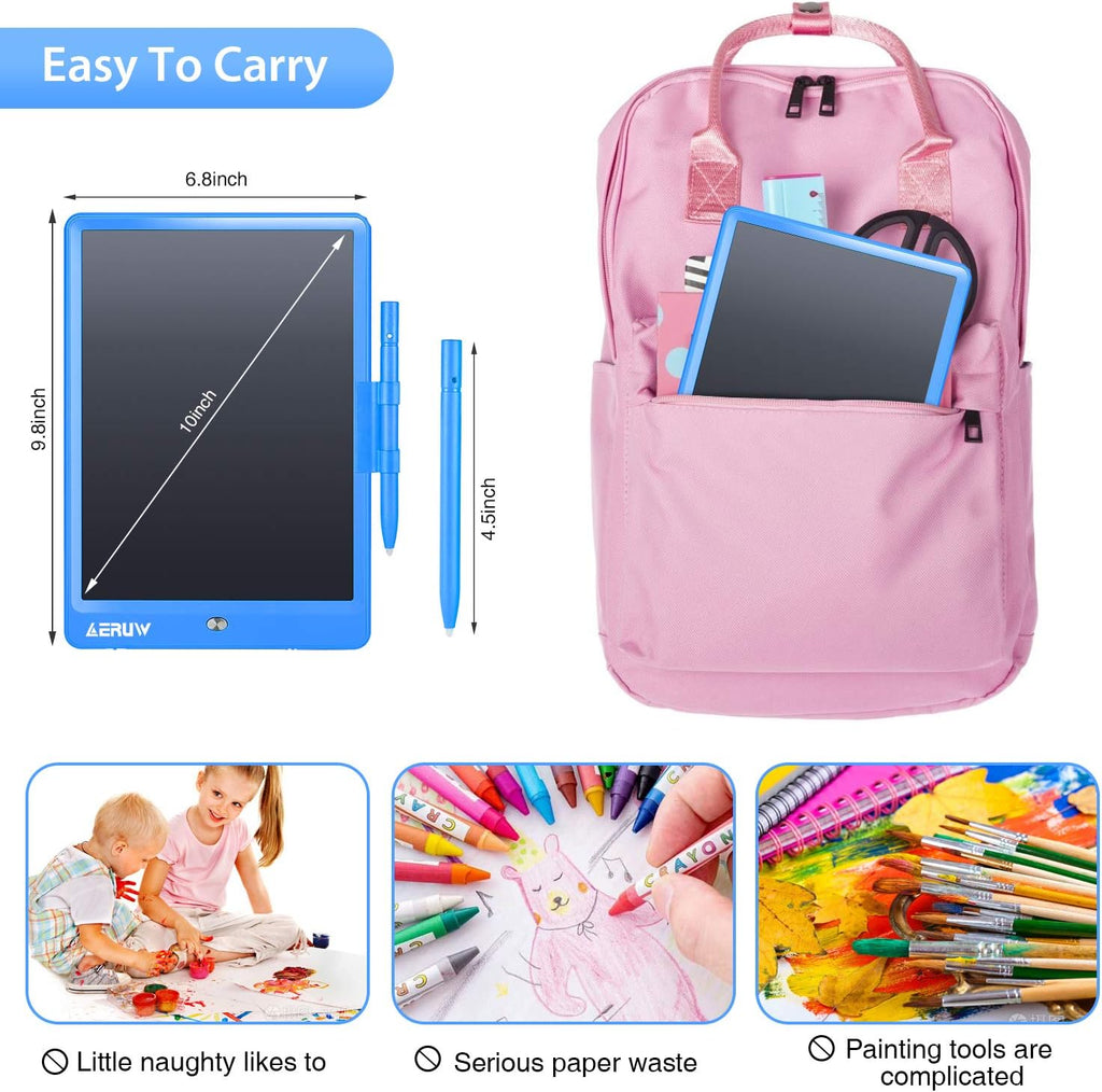 LCD Writing Tablet Colorful 10 Inch Electronic Graphics Doodle Board eWriter Drawing Pad with Memory Lock Kids & Adults Home School Office Handwriting Tablet Gifts(Blue)