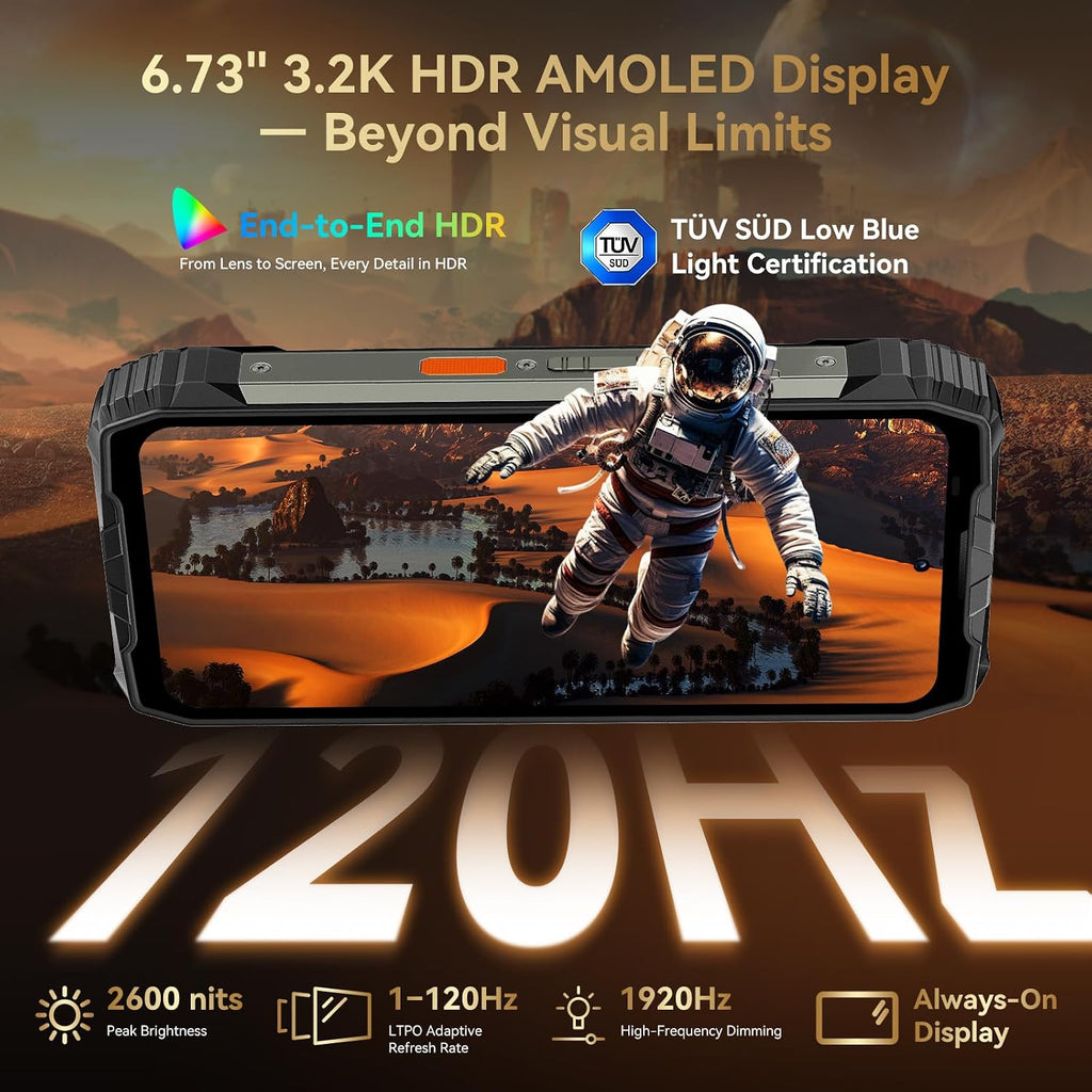 Blackview XPLORE 2 Gemini AI 5G Rugged Phone with Satellite Messaging, 20000mAh/120W 36GB+256GB Dimensity 8300 Android 15, 6.73" 3.2K AMOLED 467LM Dual Camp Lights, 50MP+20MP Night Vision, WiFi6E/GPS