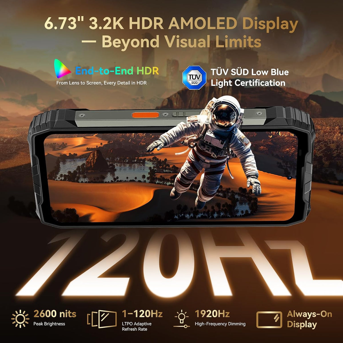 Blackview XPLORE 2 Gemini AI 5G Rugged Phone with Satellite Messaging, 20000mAh/120W 36GB+256GB Dimensity 8300 Android 15, 6.73" 3.2K AMOLED 467LM Dual Camp Lights, 50MP+20MP Night Vision, WiFi6E/GPS