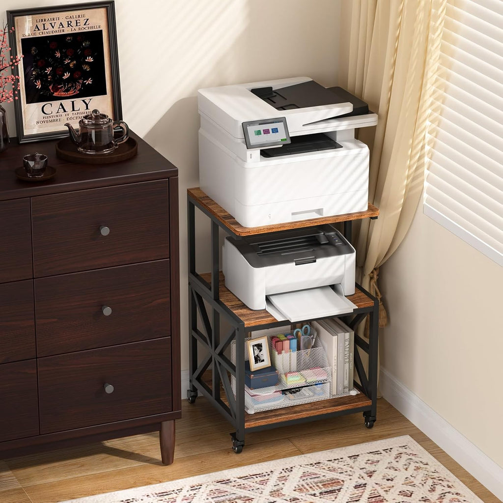 GreenForest Printer Stand with Lockable Wheels, Heavy Duty Printer Table