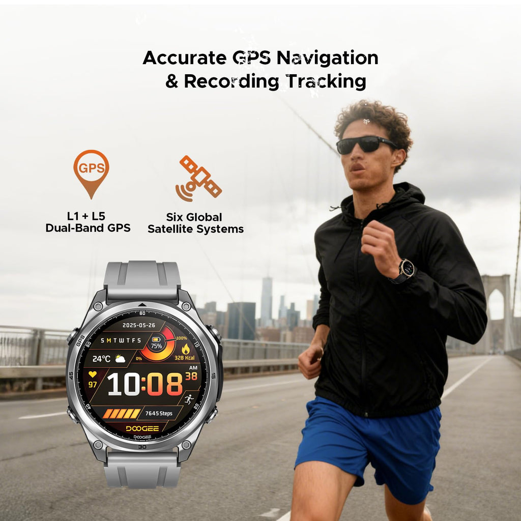 Anywise W1 GPS Smart Watches for Men, 6 Satellite Positioning, 50M Waterproof Fitness Tracker, 1.43'' AI Mens Smart Watch for Android Phone/iphone compatible,Answer/Make Call/12 Days Battery