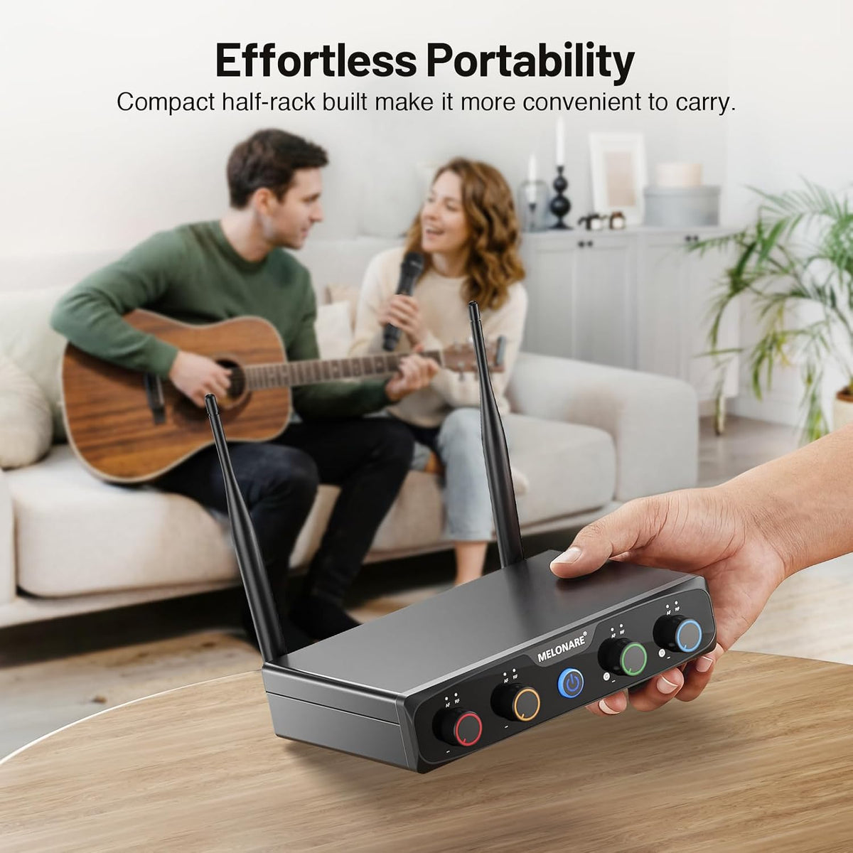 MELONARE 4x10 Freq. UHF Wireless Microphone System, 200FT Stable Signal