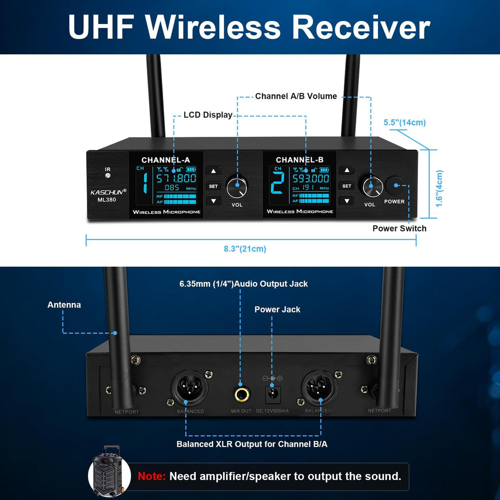 Dual UHF Auto Scan Handheld Wireless Microphone System