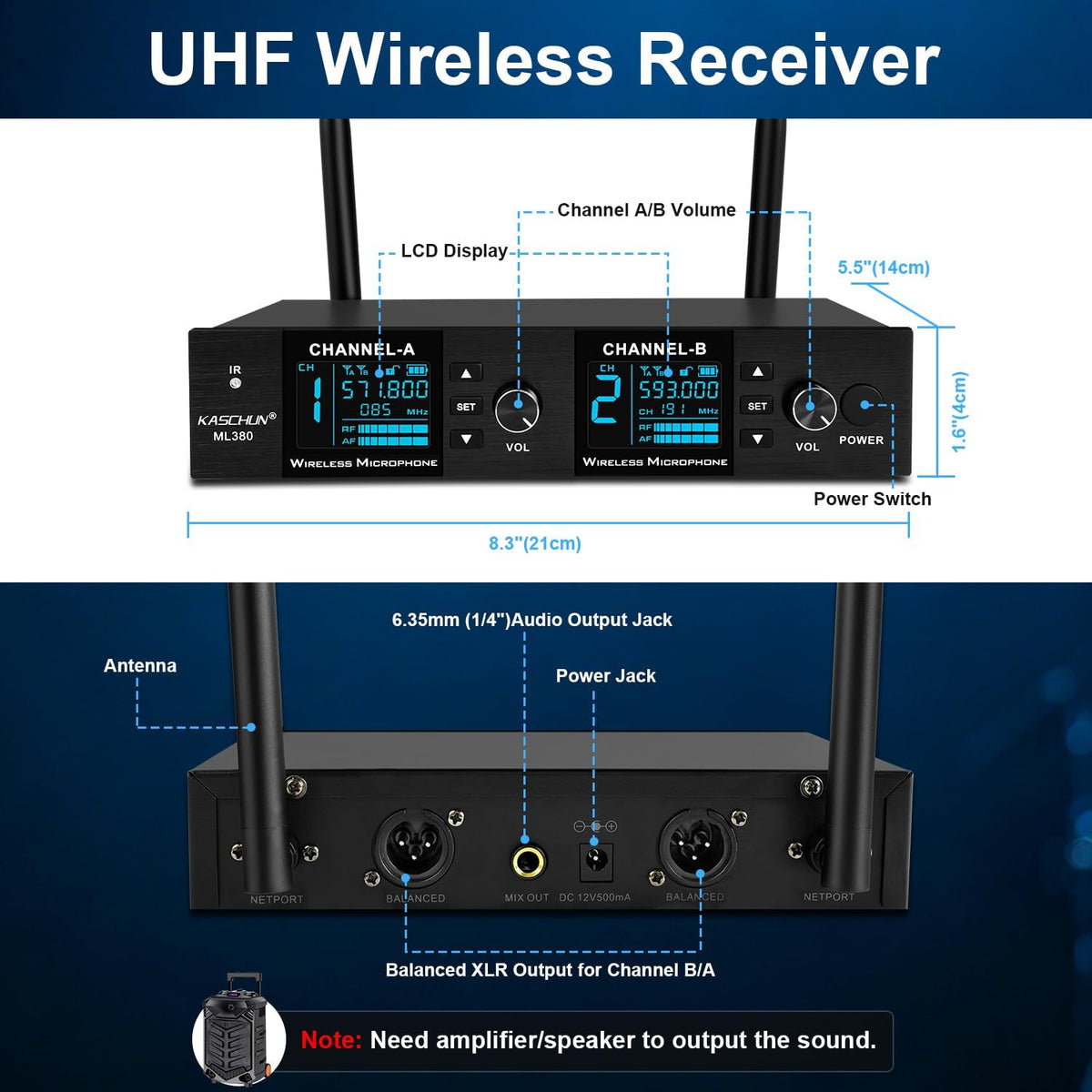 Dual UHF Auto Scan Handheld Wireless Microphone System