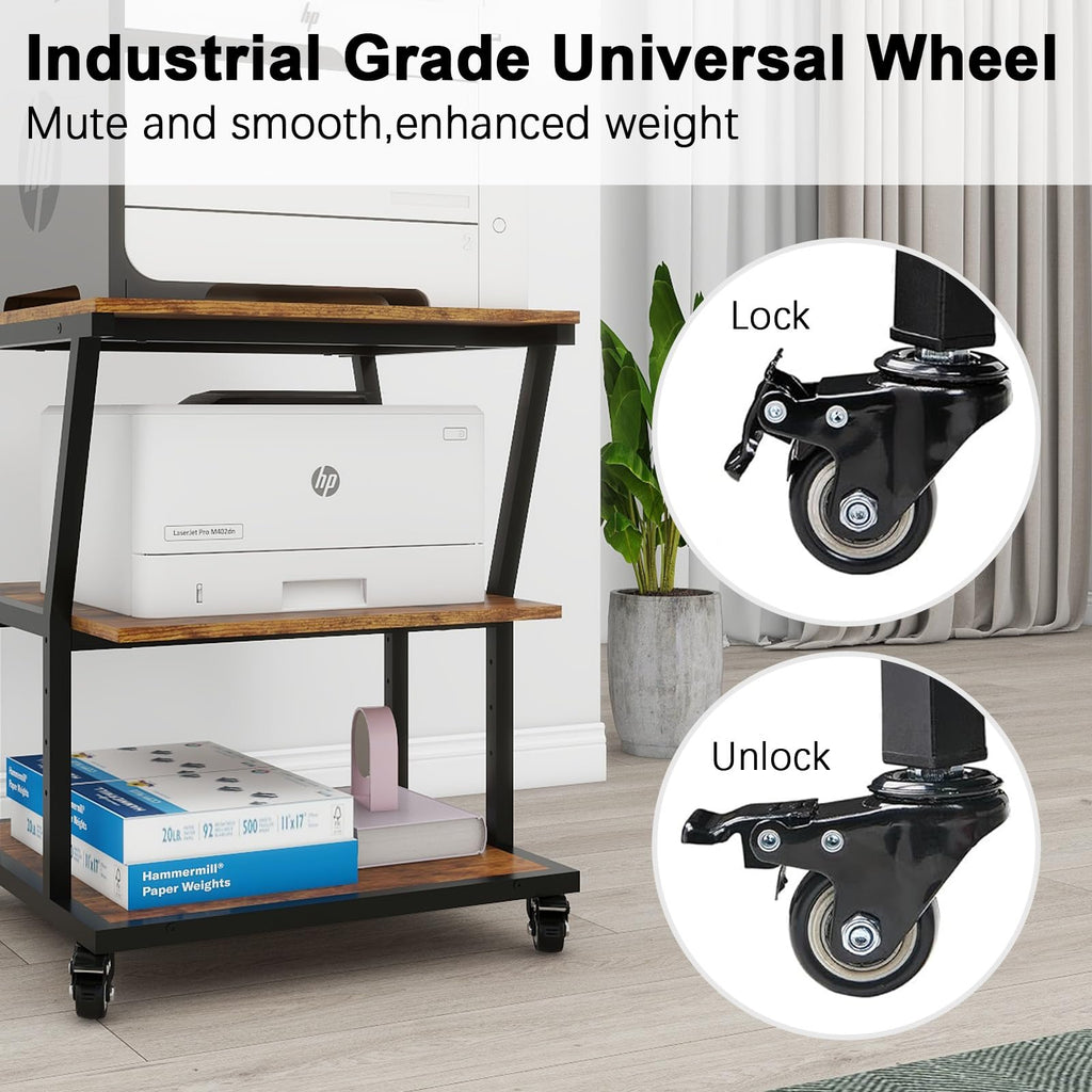 Natwind 2 Tier Printer Stand, 24''x24'',for Large Heavy Printers, Retro