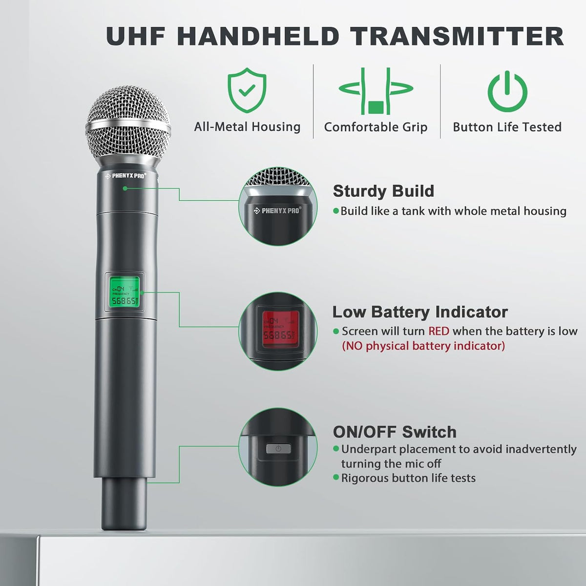 Phenyx Pro 4-Ch UHF Fixed Frequency Wireless Microphone System PTU-5000-4H