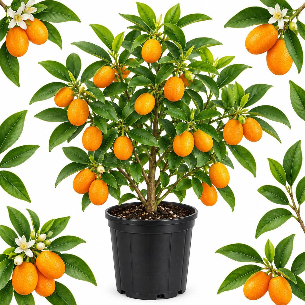 Live Meiwa Kumquat Tree 1 Gallon Pot | Productive Sweet Citrus Fruit Tree | Fresh Kumquats for Planting | Ideal for Backyard & Patio Containers (No Ship to CA, HI, AK)