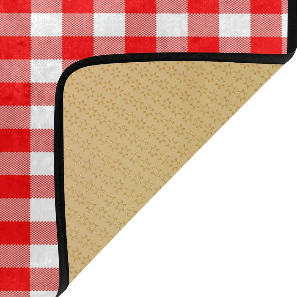 Bestwell Plaid Red and White Kitchen Rug Mat Anti-Fatigue Comt Floor Mat Waterproof Non Slip Washable Kitchen Rug Kitchen Washroom Bedroom Sink 39 x 20 inch