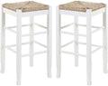 Square Rush 29" Stationary Bar Stool In White - Set Of 2