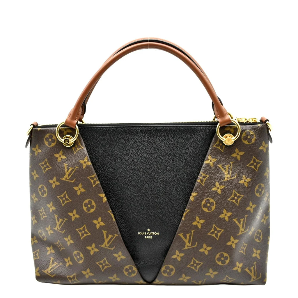 Pre-owned LOUIS VUITTON V MM Monogram Leather Hobo Bag Black