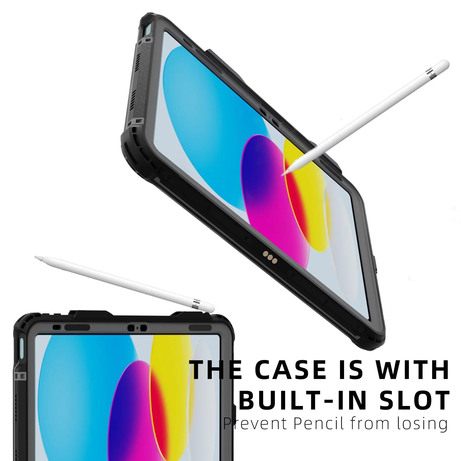 K-Lion Rugged Waterproof Case iPad 10th Genetation 10.9" (2022) IP68 Underwater with Screen Protector Swivel Bracket Kickstand Pencil Holder Carrying Strap Shockproof Dustproof Protective Case