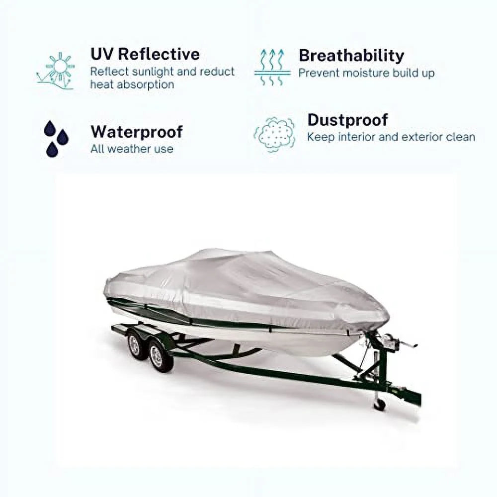 Savvycraft Watercraft Shield 12'-14', Heavy Duty Waterproof Marine Grade Polyester fits V-Hull Runabouts, Pro-Style Bass Watercraft Fish & Ski Watercraft 12ft-14ft Long, Beam up to 68"