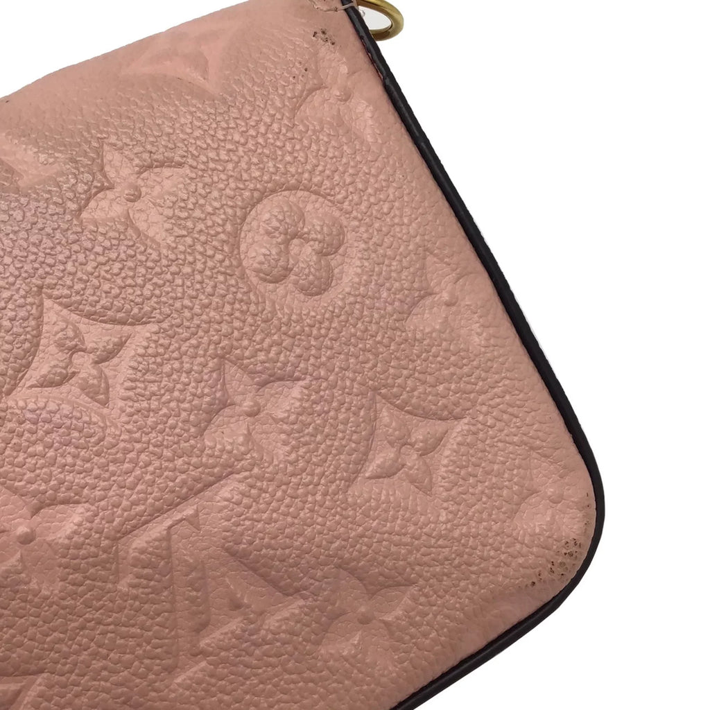Pre-Owned LOUIS VUITTON Louis Vuitton Monogram Implant Pochette Felicie M67856 Chain Wallet Bag Pink G Hardware Gold Rose Ballerine Women's (Fair)