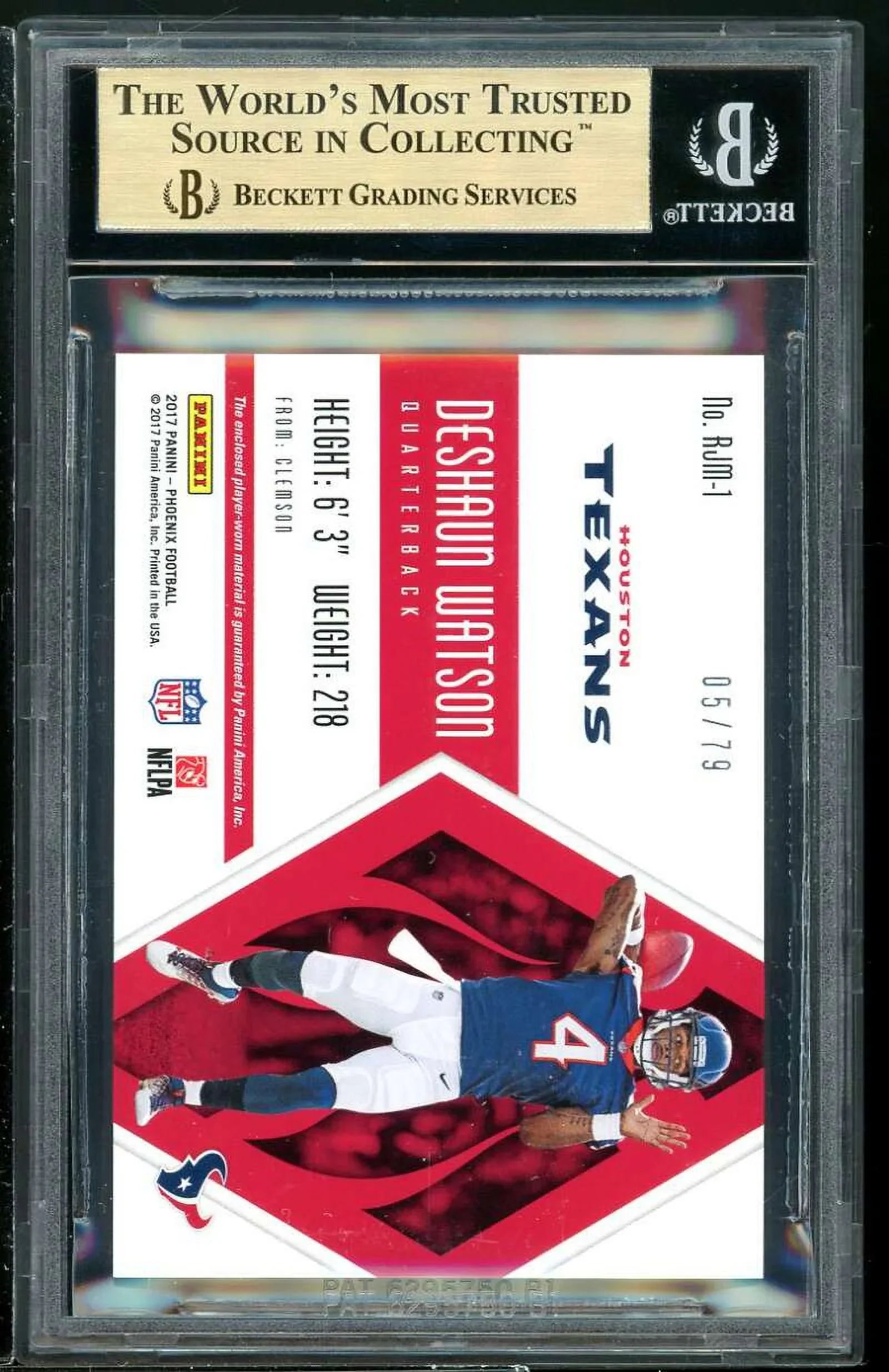 Deshaun Watson Rookie Card 2017 Phoenix Rookie Jumbo Jerseys #1 (pop 1) BGS 9.5