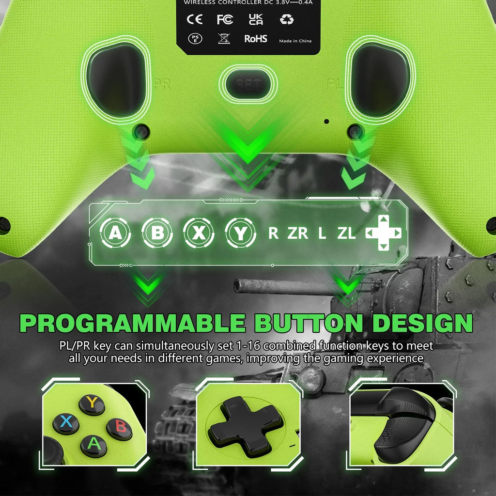 2 Pack Wireless Xbox Controller Xbox One, Xbox One X/S, Xbox Series X/S, Windows PC 10/11 Gamepad with Audio Jack & Volume Button/Turbo/Macro/Motion Control & Rechargeable Battery - Green+Red