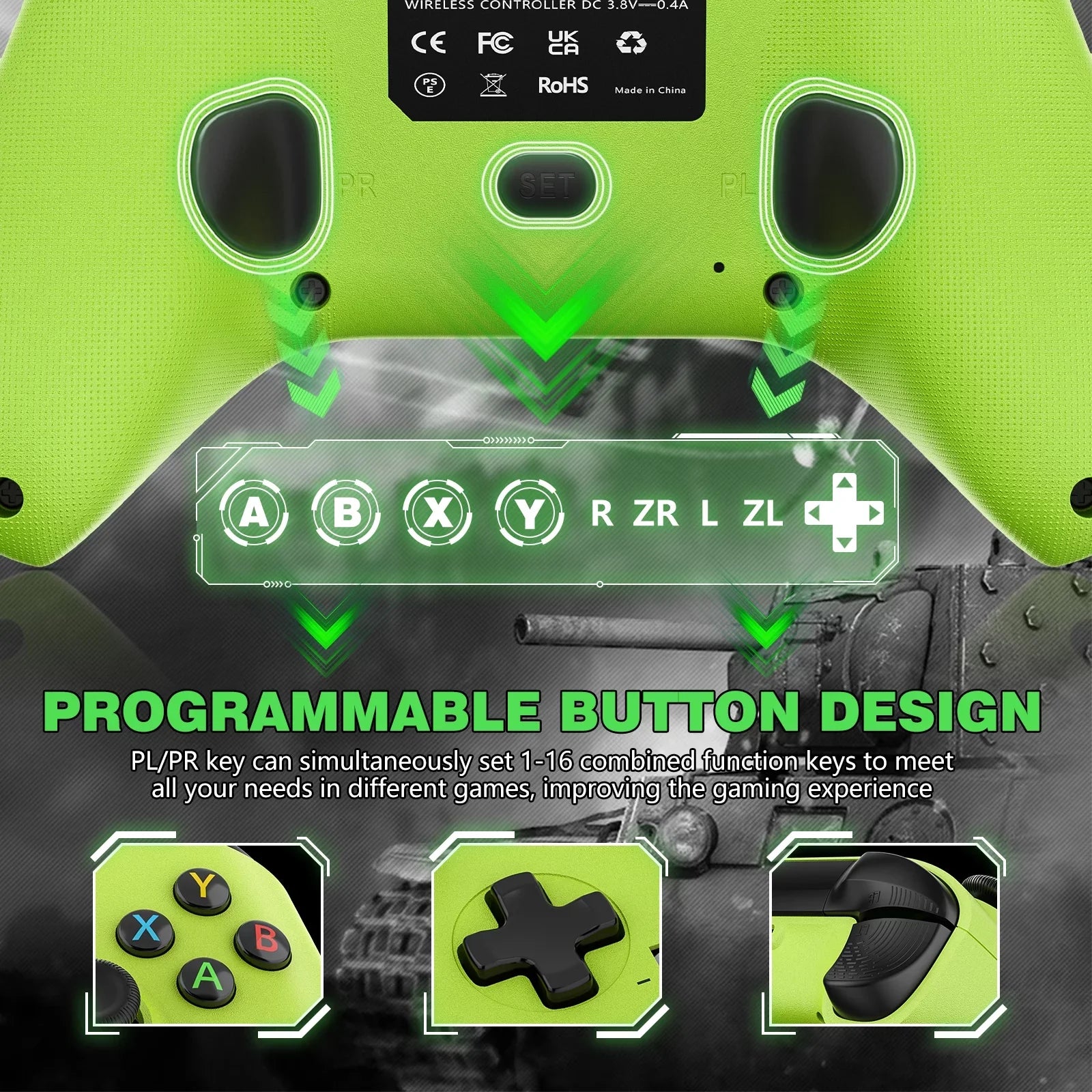 2 Pack Wireless Xbox Controller Xbox One, Xbox One X/S, Xbox Series X/S, Windows PC 10/11 Gamepad with Audio Jack & Volume Button/Turbo/Macro/Motion Control & Rechargeable Battery - Green+Red