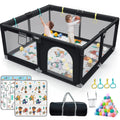 Upgraded 320D Washable Baby Playpen with Padding Mat, 6in1 Large Playpen Toddlers, Sturdy & Safe Playpen with Padded Cotton Top Rod Protecting Babies, Baby Play Yard with Zipper Gate