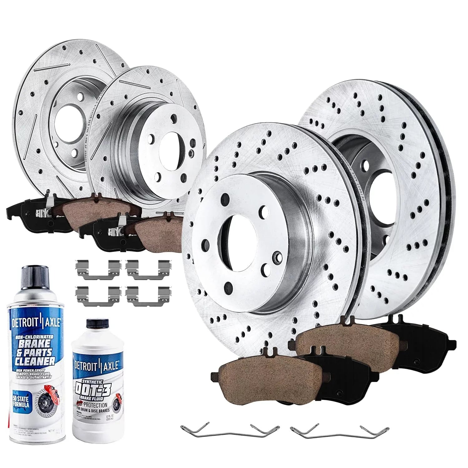 Detroit Axle - Brake Kit Mercedes-Benz C230 C250 C300 Brakes Rotors and Ceramic Brake Pads Front & Rear Replacement Fits select: 2008-2009,2012 MERCEDES-BENZ C 300 4MATIC